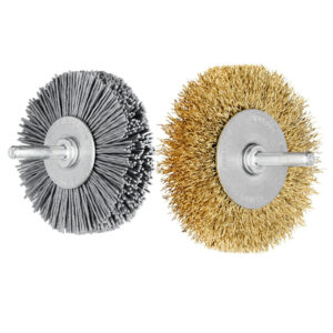 Shaft Mounted Wheel Brush- Crimped Wire / Twisted Knot Wire